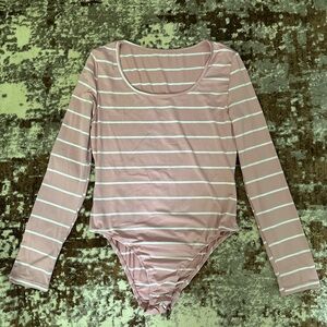 SHEIN Pink and White Striped Bodysuit